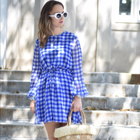 DVF Silk Chiffon Mini Gingham Dress Size 2 NWT - Picture 4 of 9